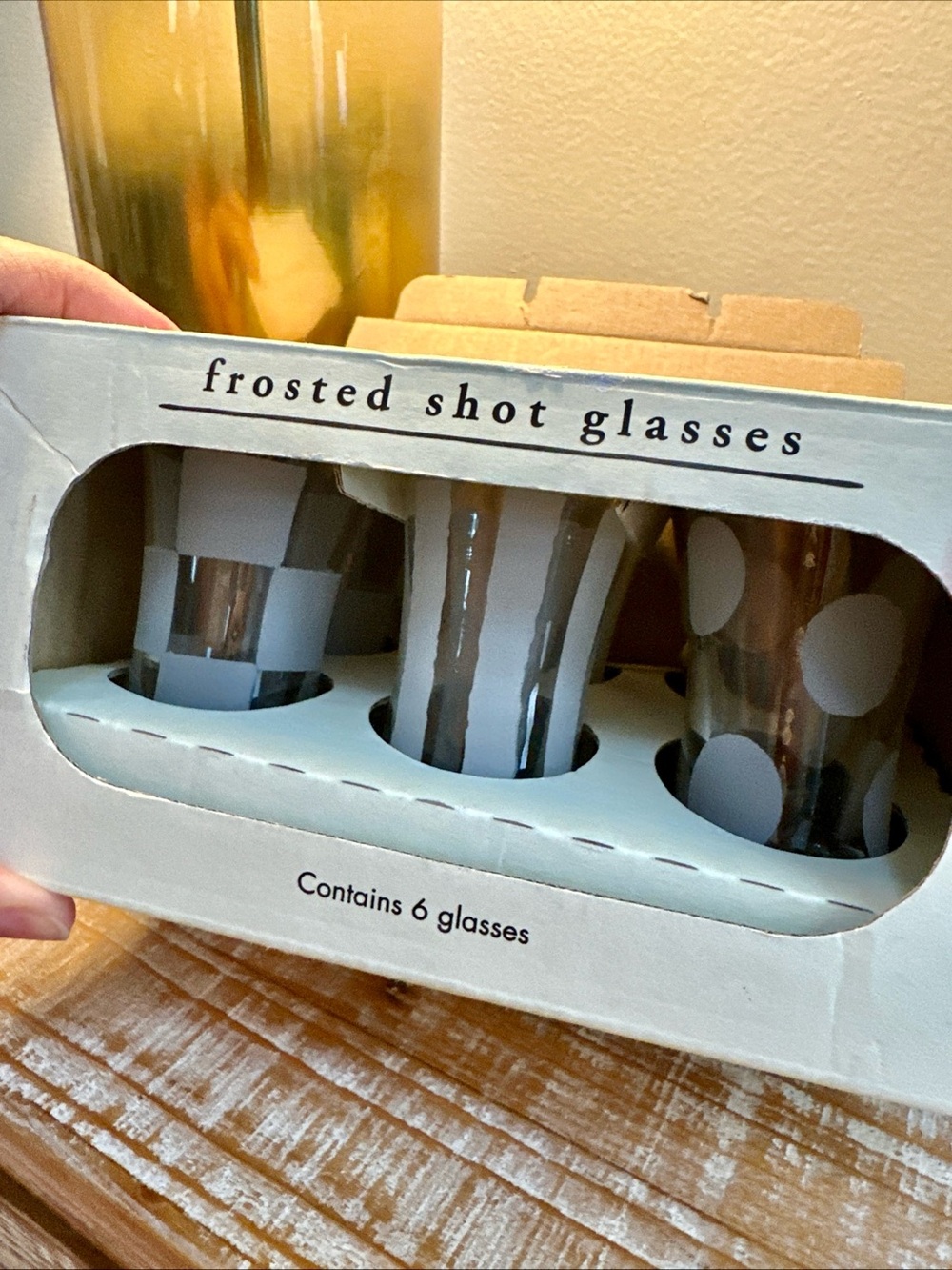 PIER 1 Frosted Shot Glass Set Of 6 Made In England 3.5" Polka Dot Stripes